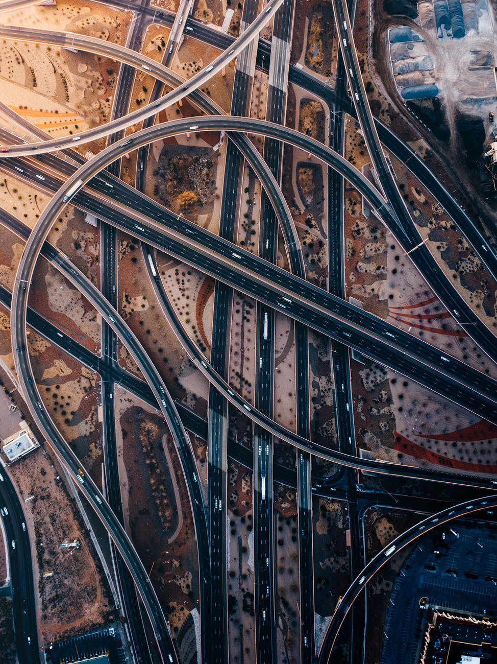 top view photography of roads